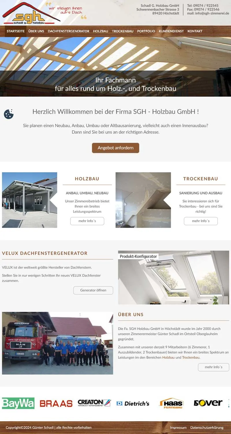 Webseite SGH Zimmerei + Holzbau